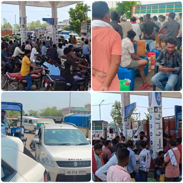 डीजल संकट से थमी रफ्तार, पेट्रोल पंपों पर उमड़ी भीड़,देवभोग क्षेत्र में ईंधन की किल्लत गहराई, किसान और वाहन चालक परेशान